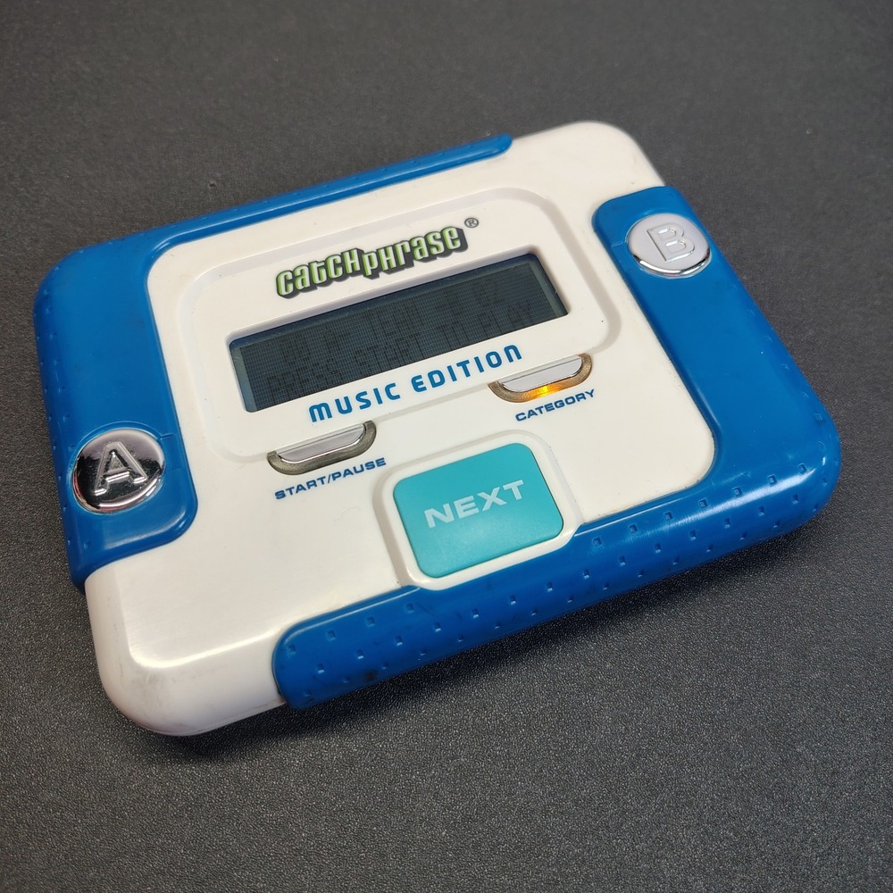 Hasbro Catch Phrase Music Edition Handheld Game Blue White Electronic Trivia